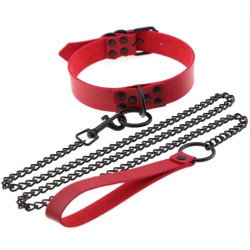 Generique Collier-Laisse Punk Rouge